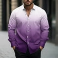 thumbnail image 1 of gbyLJF Men's Long Sleeve Shirt Elastic Gradient Printed Button Down Lapel Blouse Casual Loose Fit Shirts Top for Men, 1 of 5