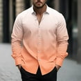 thumbnail image 1 of gbyLJF Men's Long Sleeve Shirt Elastic Gradient Printed Button Down Lapel Blouse Casual Loose Fit Shirts Top for Men, 1 of 5