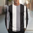 thumbnail image 1 of gbyLJF Men's Long Sleeve T-shirt Casual Fashion Vertical Striped Printed Pullover Shirt Color-blocking Round Neck Top for Men, 1 of 5