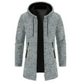 thumbnail image 1 of gbyLJF Men's Long Sleeve Zipper Cardigan Solid Color Mid-length Hooded Coats Casual Open Front Sweaters Jackets with Zipper Pockets, 1 of 4