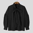 thumbnail image 1 of gbyLJF Men's Medieval Shirt Vintage Solid Color Long Sleeve Lapel Blouse Lace-up Puffed-sleeve Dress Shirts, 1 of 7