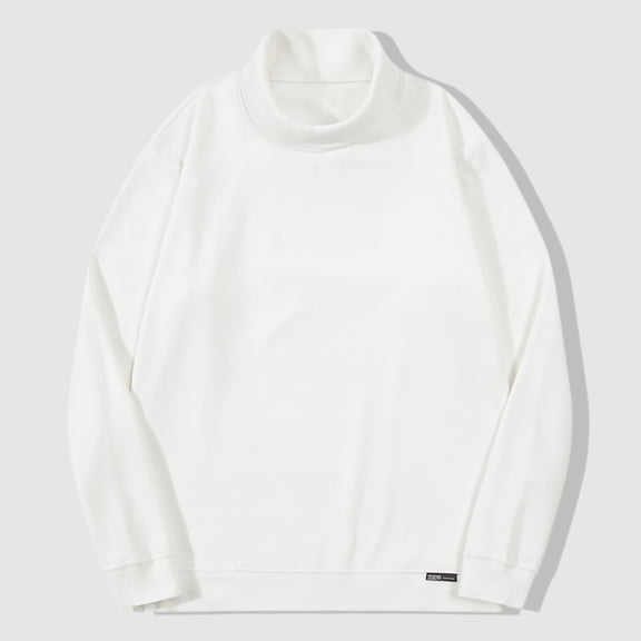 gbyLJF Men's Mid-neck Warm T-shirt Casual Loose Solid Color Long Sleeve Pullover Autumn and Winter Base Layer Shirts