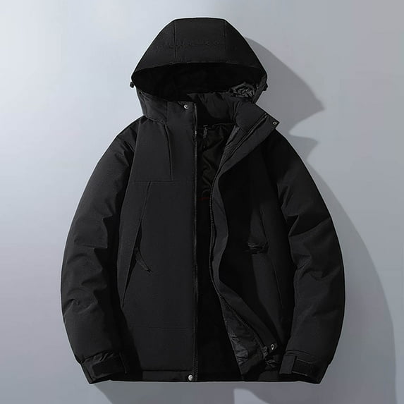 gbyLJF Men's Outdoor Waterproof Hooded Jacket Lightweight Solid Color Long Sleeve Coat Full Zipper Casual Jackets with Pocket