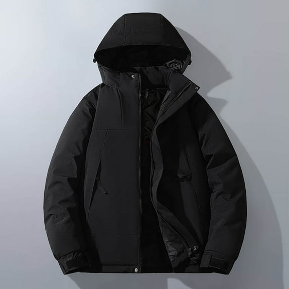 gbyLJF Men's Outdoor Waterproof Hooded Jacket Lightweight Solid Color Long Sleeve Coat Full Zipper Casual Jackets with Pocket
