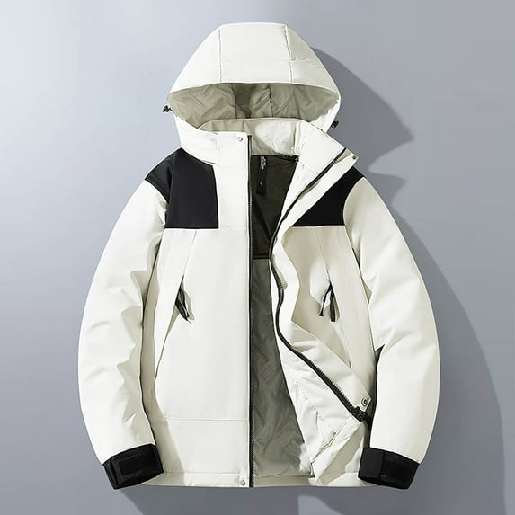 gbyLJF Men's Outdoor Waterproof Hooded Jacket Lightweight Solid Color Long Sleeve Coat Full Zipper Casual Jackets with Pocket