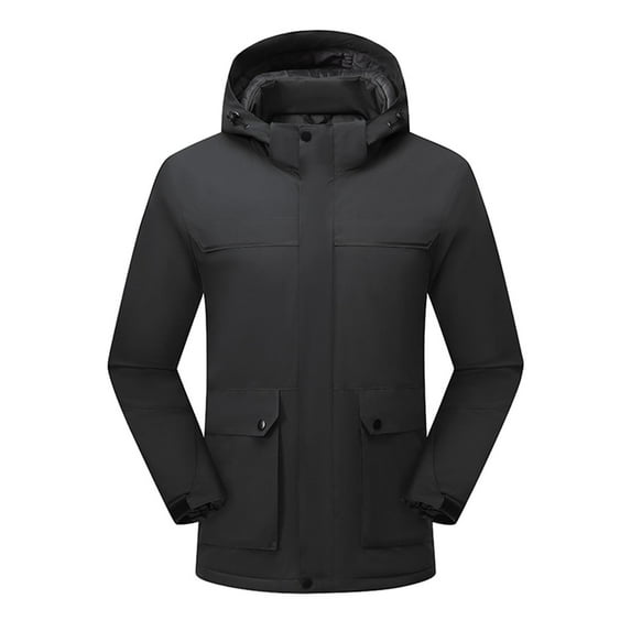 gbyLJF Men's Outdoor Windbreaker Zippered Pocket Jacket for Hiking Travel Men Waterproof Hooded Work Coat Winter Mens Ski Jacket