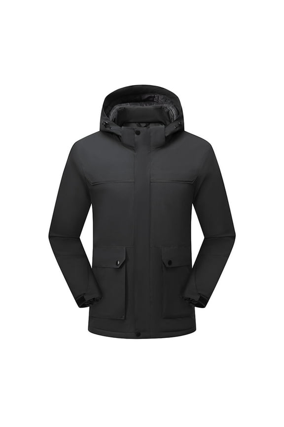 Men's Outdoor Windbreaker Zippered Pocket Jacket for Hiking Travel Men Waterproof Hooded Work Coat Winter Mens Ski Jacket
