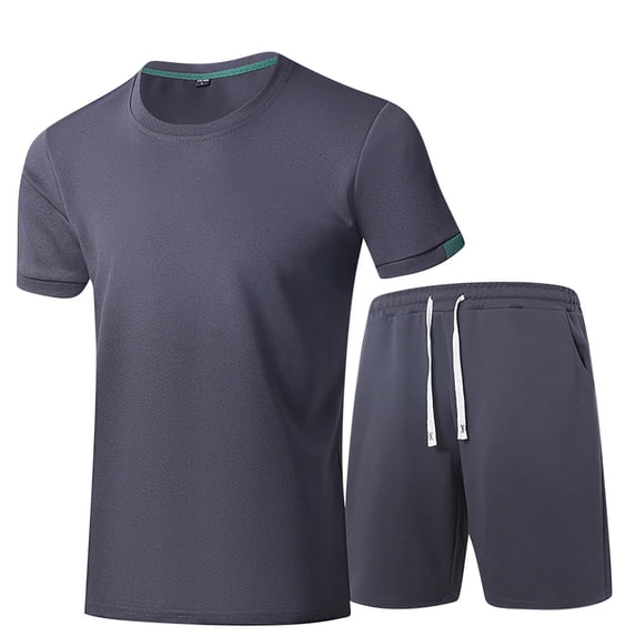gbyLJF Men's Outfits 2 Piece Summer Tracksuits Solid Color Casual Sweatshirt and Shorts Set Short Sleeve Sweatsuits with Pockets
