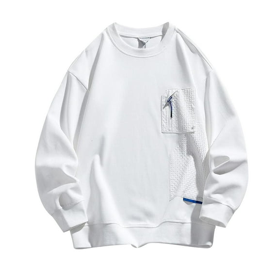 gbyLJF Men's Oversized Round Neck Sweatshirt Casual Solid Color Long Sleeve Pullover Tops Fashion Personality Sports Hoodie