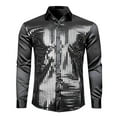 thumbnail image 1 of gbyLJF Men's Performance Shirt Sequined Button Down Lapel Shirts Loose Fit Party Stage Long Sleeve Blouse for Men, 1 of 7