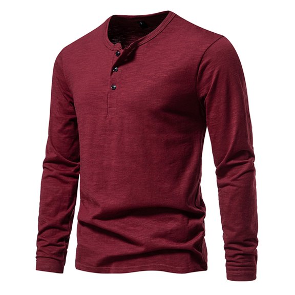 gbyLJF Men's Pullover Casual Classic Solid Color Three-button sweatshirt Lightweight Long Sleeve Round Collar Blouse