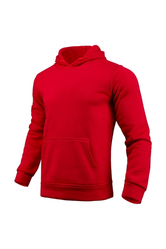 Men's Pullover Hoodie Solid Color Long Sleeve Hooded Sweatshirt Loose Comfy Top with Large Pocket