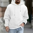 thumbnail image 1 of gbyLJF Men's Pullover Hoodie Solid Color Long Sleeve Knitted Sweatshirt Casual Loose Crew Neck Drawstring Hooded Top, 1 of 7