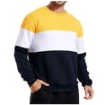 thumbnail image 1 of gbyLJF Men's Pullover Hoodies Plaid Jacquard Long Sleeve Drawstring Fashion Colorblock Tops Casual Hooded Sweatshirts with Kanga Pockets, 1 of 7