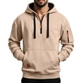 thumbnail image 1 of gbyLJF Men's Quarter Zip Drawstring Hoodies Long Sleeve Fleece Pullovers Fall Sweatshirt Running Hiking Clothes, 1 of 7