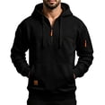 thumbnail image 1 of gbyLJF Men's Quarter Zip Drawstring Hoodies Long Sleeve Fleece Pullovers Fall Sweatshirt Running Hiking Clothes, 1 of 7