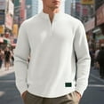 thumbnail image 1 of gbyLJF Men's Quarter Zip Pullover Casual Long Sleeve Base Layer Loose Comfy Small Checkered Jacquard Stand Up Collar Top, 1 of 7