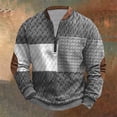 thumbnail image 1 of gbyLJF Men's Quarter Zip Pullover Top Color-blocked Knitted Printed Long Sleeve Sweatshirt Loose Fit Round Neck Sweater, 1 of 3