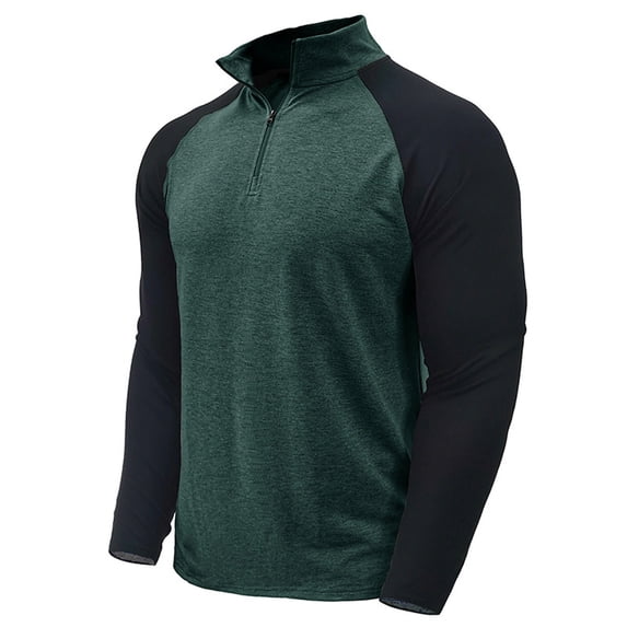 gbyLJF Men's Quarter Zip Sweatshirt Lightweight Long Sleeved High Neck Top Color Matching Half Open Pullover Shirts