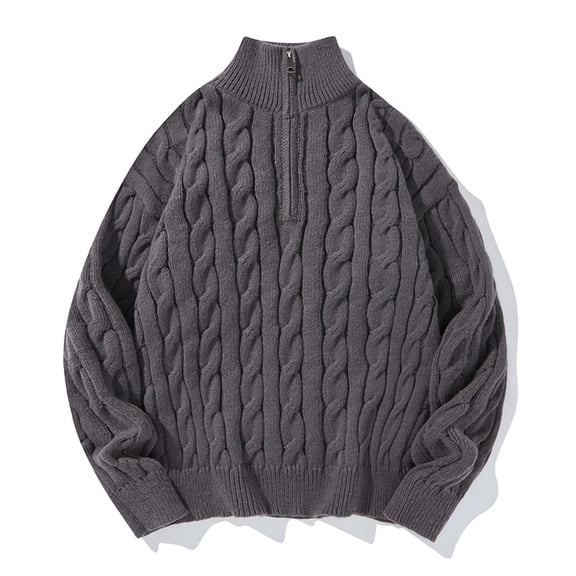 gbyLJF Men's Quarter Zipper Pullover Sweaters Solid Color Turtleneck Sweater Casual Loose Fit Long Sleeve Knitted Sweatshirt