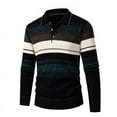 thumbnail image 1 of gbyLJF Men's Quarter Zipper Sweaters Striped Printed Long Sleeve Pullover Tops Fall Winter Turndown Collar Knitted Blouse, 1 of 3