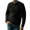 thumbnail image 1 of gbyLJF Men's Round Neck Sweatshirt Casual Loose Long Sleeve Sweater Pullover Vintage Solid Color Knitted Top Crewneck Sweatshirt for Men, 1 of 3