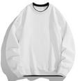 thumbnail image 1 of gbyLJF Men's Round Neck Sweatshirt Two Fake Long Sleeve Hoodless Blouse Casual Solid Color Plus-size Pullover Top, 1 of 4