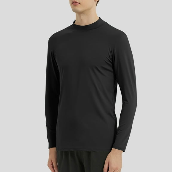 gbyLJF Men's Round Neck Top Elastic and Breathable Sports Blouse Solid Color Quick-drying Tight Fit Pullover Shirts
