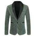 thumbnail image 1 of gbyLJF Men's Shiny Sequin Blazer Solid Color Long Sleeve One Button Jacket Lapel Slim Fit Dress Suit, 1 of 3