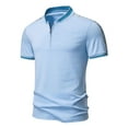 thumbnail image 1 of gbyLJF Men's Shirt Short Sleeve Casual Solid Color Quarter Zip Pullover Regular Fit Athletic Golf Tee Shirt, 1 of 9