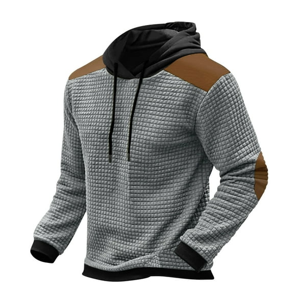 gbyLJF Men's Slim fit Hoodie Vintage Small Checkered Color-blocked Hooded Sweatshirt Casual Drawstring Pullover Top