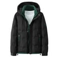 thumbnail image 1 of gbyLJF Men's Solid Color Coat Thickened Warm Cotton-padded Jackets Winter Casual Hooded Down Jacket with Zipper Pockets, 1 of 8