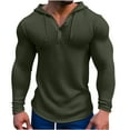thumbnail image 1 of gbyLJF Men's Solid Color Hoodie Casual Drawstring Long Sleeve Sweatshirt Slim Fit Half Button Pullover Shirts, 1 of 6