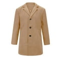 thumbnail image 1 of gbyLJF Men's Solid Color Woolen Overcoat Mid-length Button Down Suit Collar Coats Winter Casual Business Outwear with Pockets, 1 of 4