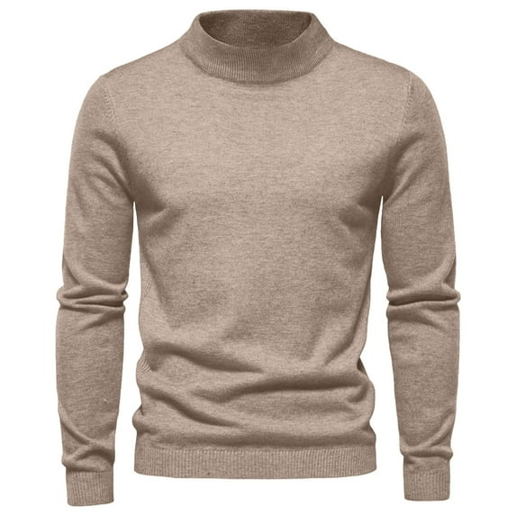 gbyLJF Men's Stand-up Collar Sweater Solid Color Loose Fit Base Layer Shirt Casual Comfy Round Neck Long Sleeve Top