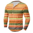 thumbnail image 1 of gbyLJF Men's Striped Printed Shirt Personality Fashion Multi-color Long Sleeve Blouse Lightweight Slim Fit Half-button Round Neck Top, 1 of 4
