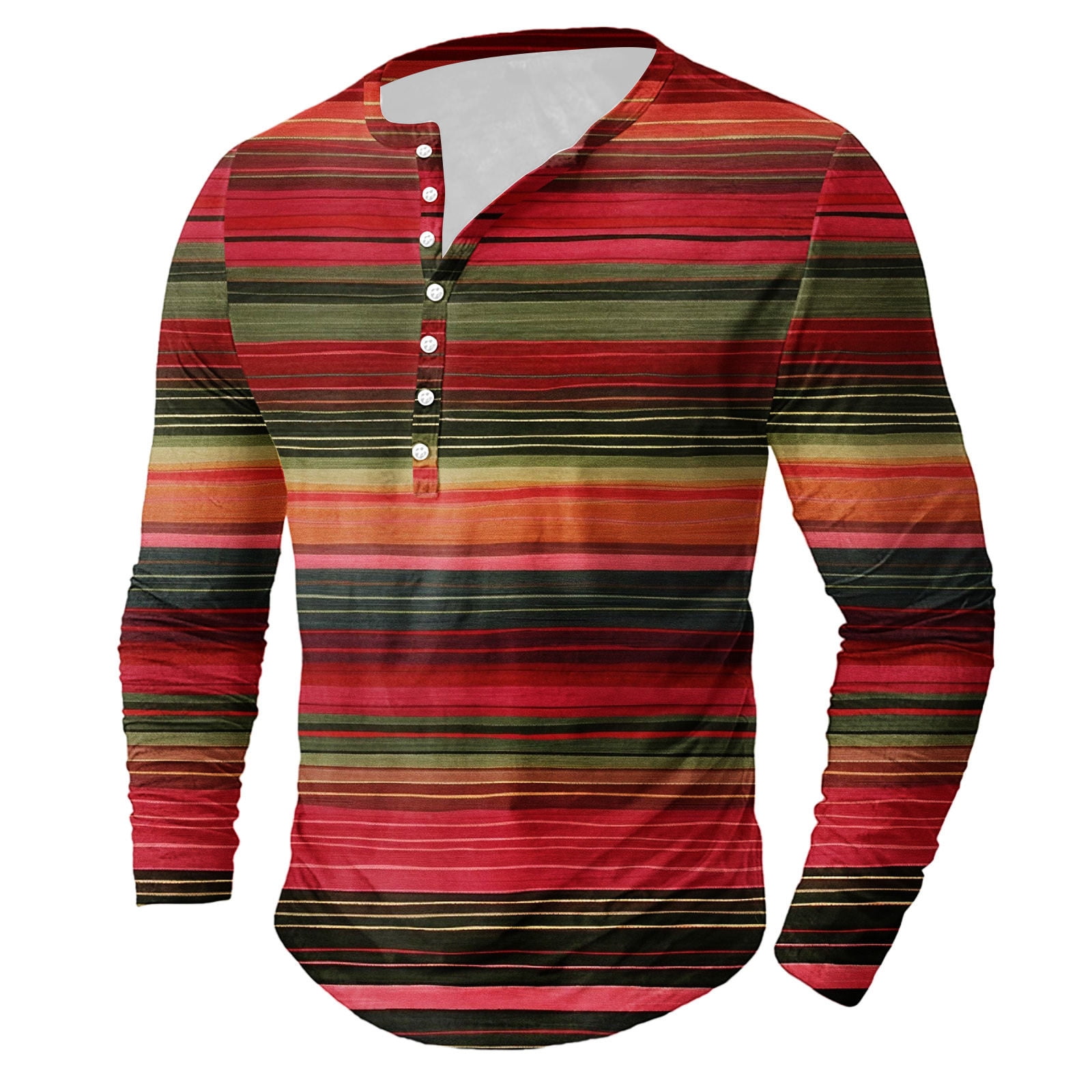 Men's Striped Long Sleeve Button-Up Shirt
