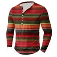 thumbnail image 1 of gbyLJF Men's Striped Printed Shirt Personality Fashion Multi-color Long Sleeve Blouse Lightweight Slim Fit Half-button Round Neck Top, 1 of 4