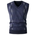 thumbnail image 1 of gbyLJF Men's Sweater Casual V Neck Sleeveless Sweater Slim Fit Knitted Pullover Diamond-shaped Texture Sweaters, 1 of 9