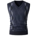 thumbnail image 1 of gbyLJF Men's Sweater Casual V Neck Sleeveless Sweater Slim Fit Knitted Pullover Diamond-shaped Texture Sweaters, 1 of 6