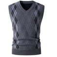 thumbnail image 1 of gbyLJF Men's Sweater Casual V Neck Sleeveless Sweater Slim Fit Knitted Pullover Diamond-shaped Texture Sweaters, 1 of 5
