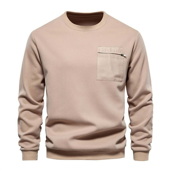 gbyLJF Men's Sweater Solid Color Round Neck Long Sleeve Knitted Top Casual Soft Textured Knit Pullover Shirts
