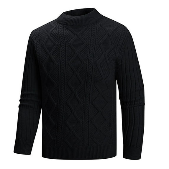 gbyLJF Men's Sweaters Half-high Neck Solid Color Regular Fit Pullover Top Casual Long Sleeve Knitted Sweater