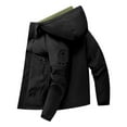 thumbnail image 1 of gbyLJF Men's Thickened Puffer Jacket Solid Color Full Zip Hooded Windbreaker Coats Hiking Ski Coat Winter Outwear, 1 of 6