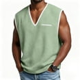 thumbnail image 1 of gbyLJF Men's V-neck Tank Top Loose Fit Sleeveless Casual Tee Shirts Summer Color Blocked Tank T-shirts, 1 of 7