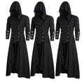thumbnail image 1 of gbyLJF Men's Vintage Gothic Frock Dress Coat Steampunk Hooded Jacket Halloween Costume Stage Costume Button Up Coats, 1 of 7