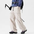 thumbnail image 1 of gbyLJF Men's Windbreaker Pants Waterproof and Windproof Outdoor Hiking Trousers Solid Color Drawstring Cargo Pants with Pockets, 1 of 8
