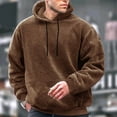 thumbnail image 1 of gbyLJF Men's Winter Pullover Loose Comfy Fleece Stand Up Collar Hoodie Solid Color Casual Long Sleeve Plush Sweatshirt, 1 of 5