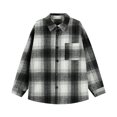 thumbnail image 1 of gbyLJF Men's Woolen Lapel Shirt Casual Loose Fit Button Down Blouse Heavyweight Long Sleeve Shirts with Pocket, 1 of 5