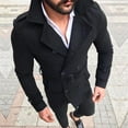 thumbnail image 1 of gbyLJF Men's Woolen Overcoat Mid-length Double Breasted Lapel Coats Fall/Winter Casual Business Solid Color Coat with Belt, 1 of 5